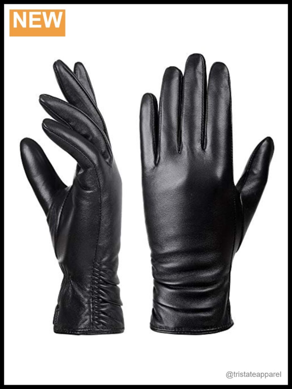 Genuine Sheepskin Leather Cold Weather Gloves Cashmere Lined Touchscreen